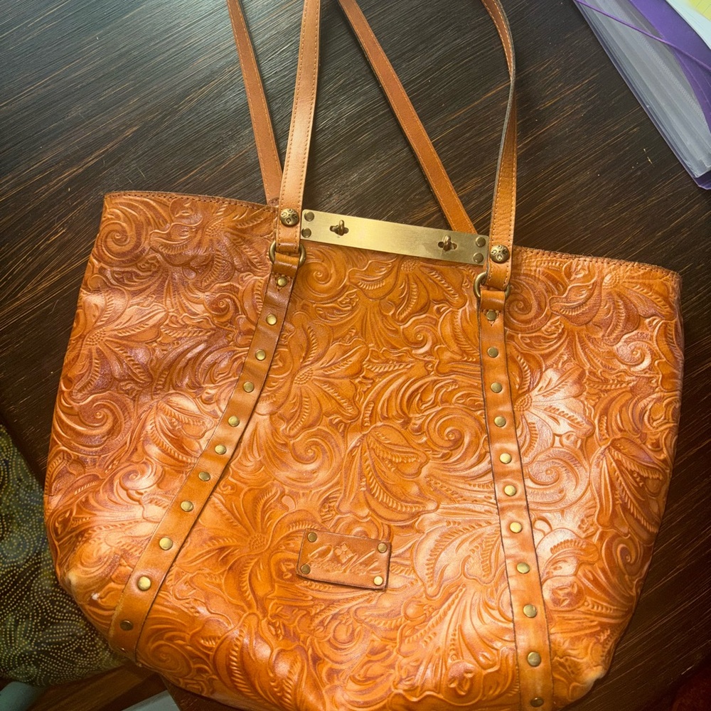 Embossed Leather Tote Bag